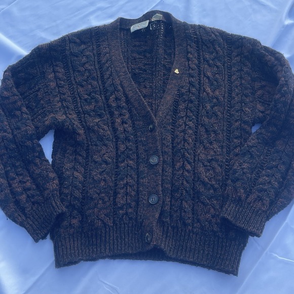 Vintage Autograph American Clothing Brown Wool Blend Sweater Button Cardigan Sm - Picture 1 of 9